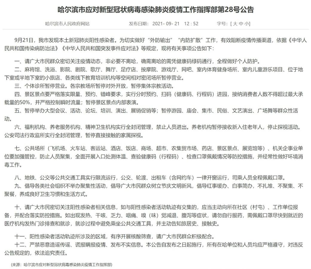 哈尔滨今日疫情最新报告更新